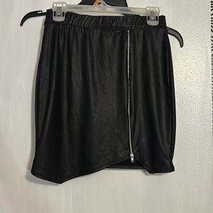 Black faux leather mini skirt